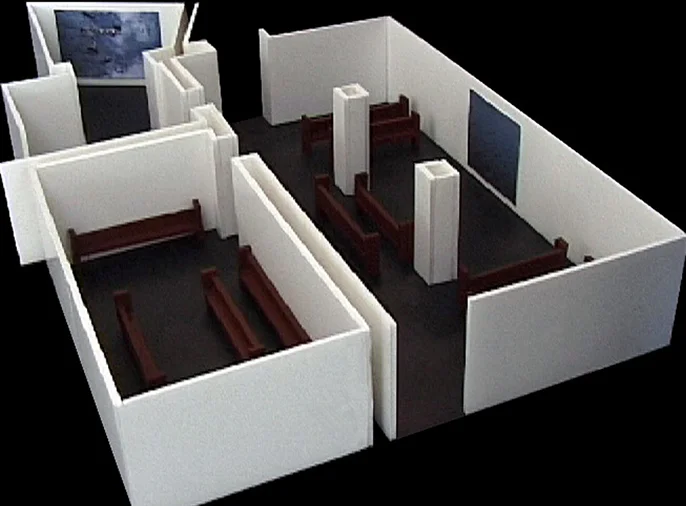 photo of model of video installation at Orchard Gallery