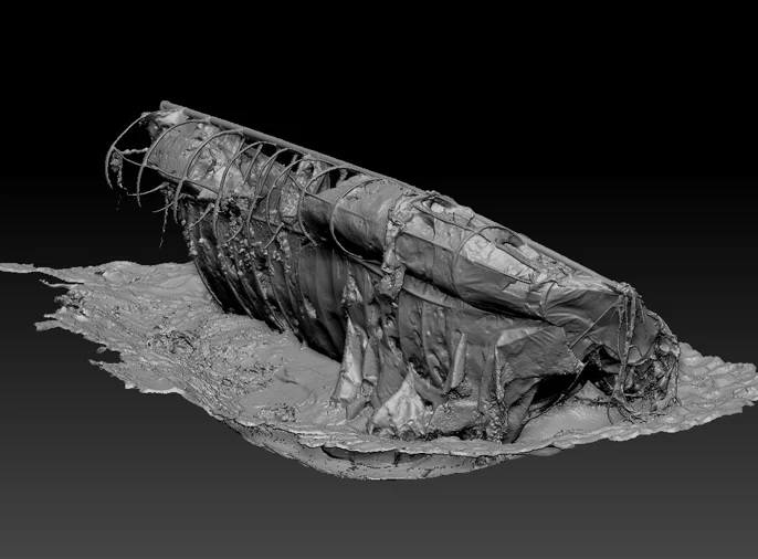screenshot of 3D photogrammetry scan of boat 